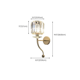 Stylish Clear Crystal Cylinder Gold Metal Wall Sconce Zawala Image - 22