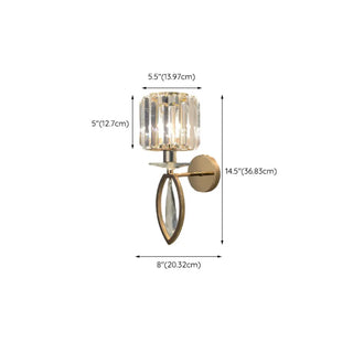 Stylish Clear Crystal Cylinder Gold Metal Wall Sconce Zawala Image - 23