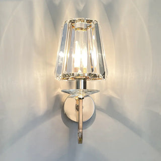 Stylish Clear Crystal Cylinder Gold Metal Wall Sconce Zawala Image - 3