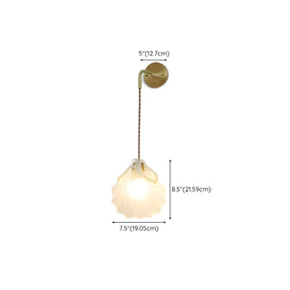 Coastal Shell Gold Frosted Glass Bedroom Gold Wall Sconce Zawala #size