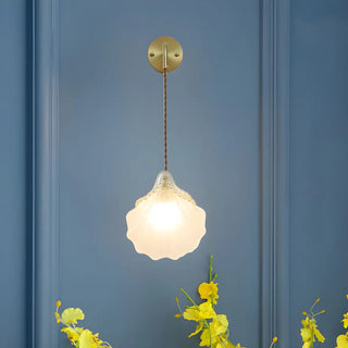 Coastal Shell Gold Frosted Glass Bedroom Gold Wall Sconce Zawala Image - 2