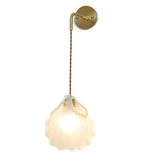 Coastal Shell Gold Frosted Glass Bedroom Gold Wall Sconce Zawala Image - 3