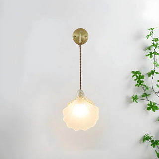 Coastal Shell Gold Frosted Glass Bedroom Gold Wall Sconce Zawala Image - 4