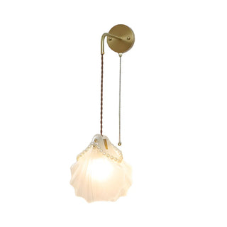 Coastal Shell Gold Frosted Glass Bedroom Gold Wall Sconce Zawala Image - 5