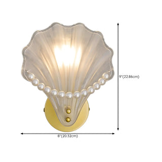 Coastal Shell Pearl Frosted Glass Gold Wall Sconce Zawala #size