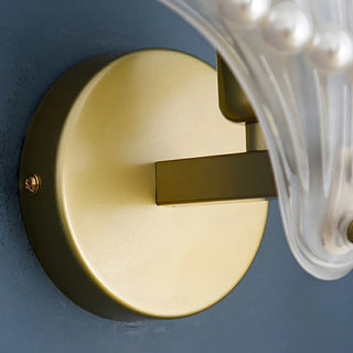 Coastal Shell Pearl Frosted Glass Gold Wall Sconce Zawala Image - 9