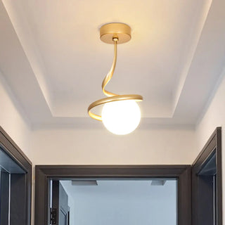 ZOWALA - Black Spiral Sphere Semi-Flush Mount Hallway Light Image - 1