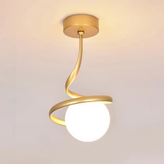 ZOWALA - Black Spiral Sphere Semi-Flush Mount Hallway Light Image - 10