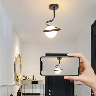 ZOWALA - Black Spiral Sphere Semi-Flush Mount Hallway Light Image - 15
