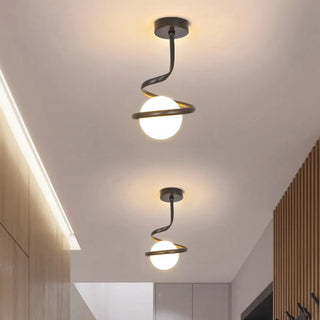 ZOWALA - Black Spiral Sphere Semi-Flush Mount Hallway Light Image - 16