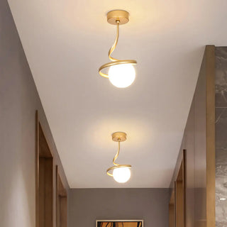 ZOWALA - Black Spiral Sphere Semi-Flush Mount Hallway Light Image - 17