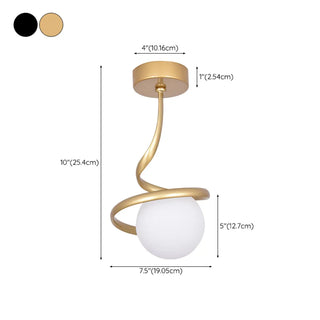 ZOWALA - Black Spiral Sphere Semi-Flush Mount Hallway Light #size