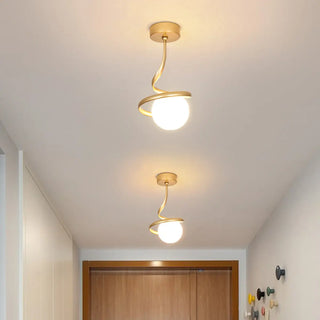 ZOWALA - Black Spiral Sphere Semi-Flush Mount Hallway Light Image - 3