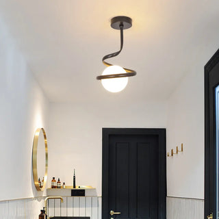 ZOWALA - Black Spiral Sphere Semi-Flush Mount Hallway Light Image - 4