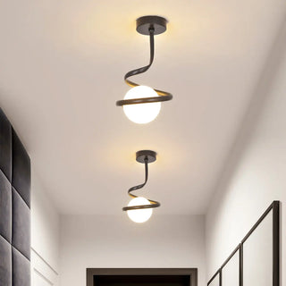 ZOWALA - Black Spiral Sphere Semi-Flush Mount Hallway Light Image - 5