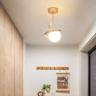 ZOWALA - Black Spiral Sphere Semi-Flush Mount Hallway Light Image - 6