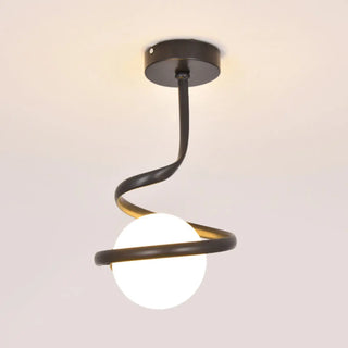 ZOWALA - Black Spiral Sphere Semi-Flush Mount Hallway Light Image - 8