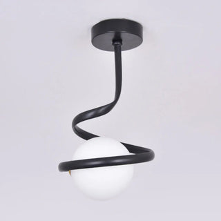 ZOWALA - Black Spiral Sphere Semi-Flush Mount Hallway Light Image - 9