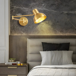 ZOWALA - Contemporary Swing Arm Dome Metal Bedroom Gold Wall Light Image - 1