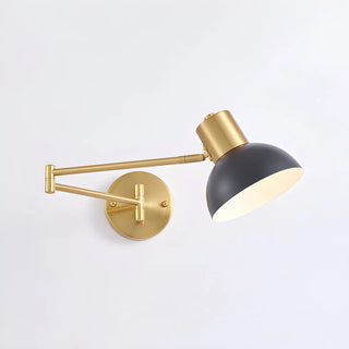 ZOWALA - Contemporary Swing Arm Dome Metal Bedroom Gold Wall Light Image - 11