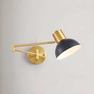 ZOWALA - Contemporary Swing Arm Dome Metal Bedroom Gold Wall Light Image - 13