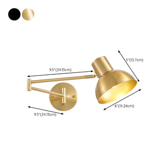 ZOWALA - Contemporary Swing Arm Dome Metal Bedroom Gold Wall Light #size
