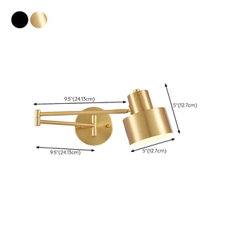 ZOWALA - Contemporary Swing Arm Dome Metal Bedroom Gold Wall Light Image - 19