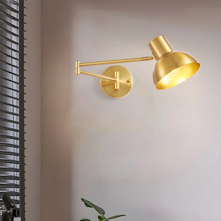 ZOWALA - Contemporary Swing Arm Dome Metal Bedroom Gold Wall Light Image - 3