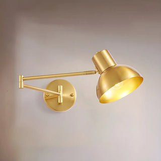 ZOWALA - Contemporary Swing Arm Dome Metal Bedroom Gold Wall Light Image - 4