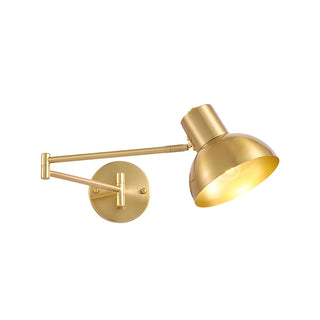 ZOWALA - Contemporary Swing Arm Dome Metal Bedroom Gold Wall Light Image - 9