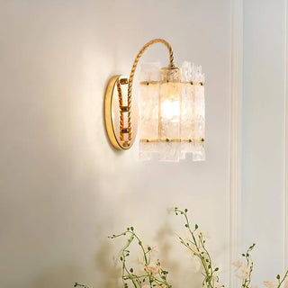 Textured Glass Gold Curved Cylinder LED Wall Sconce Zawala Image - 4