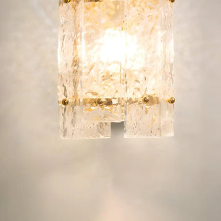 Textured Glass Gold Curved Cylinder LED Wall Sconce Zawala Image - 5
