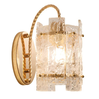 Textured Glass Gold Curved Cylinder LED Wall Sconce Zawala Image - 6