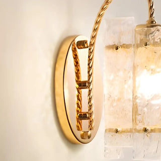 Textured Glass Gold Curved Cylinder LED Wall Sconce Zawala Image - 7