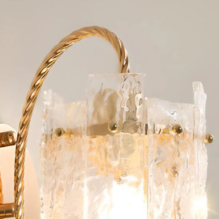 Textured Glass Gold Curved Cylinder LED Wall Sconce Zawala Image - 8
