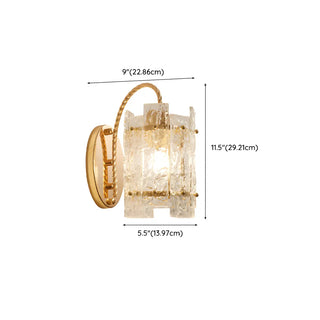 Textured Glass Gold Curved Cylinder LED Wall Sconce Zawala #size