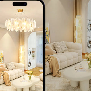 ZOWALA - Gold Translucent Glass Slice Drum Ceiling Light