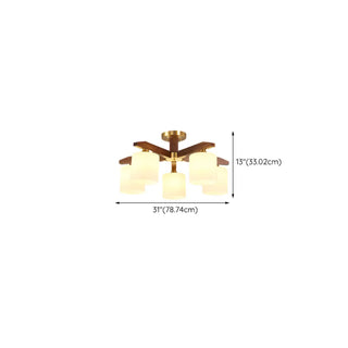 ZOWALA - Gold Walnut Glass Cylinder Semi-Flush Mount Light #size