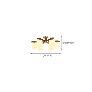 ZOWALA - Gold Walnut Glass Cylinder Semi-Flush Mount Light Image - 13