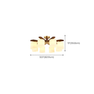 ZOWALA - Gold Walnut Glass Cylinder Semi-Flush Mount Light Image - 14