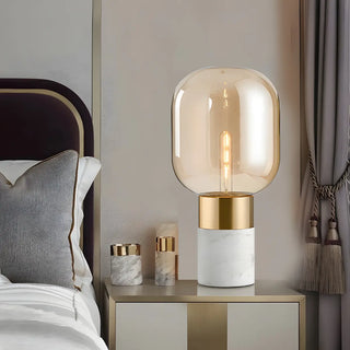 Simple Cylinder Marble Base Bulb Glass Shade Table Lamp Zawala Image - 1