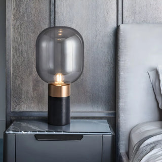 Simple Cylinder Marble Base Bulb Glass Shade Table Lamp Zawala Image - 2