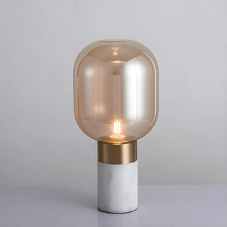 Simple Cylinder Marble Base Bulb Glass Shade Table Lamp Zawala Image - 3