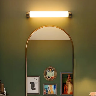 Warm Glow White Cylindrical Wall Vanity Light Zawala Image - 1