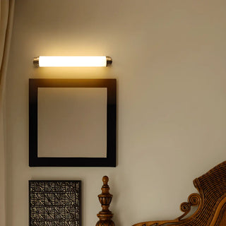 Warm Glow White Cylindrical Wall Vanity Light Zawala Image - 2