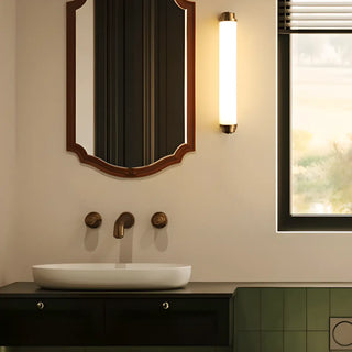 Warm Glow White Cylindrical Wall Vanity Light Zawala Image - 5