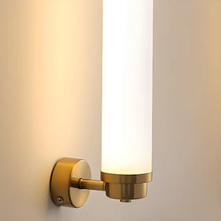 Warm Glow White Cylindrical Wall Vanity Light Zawala Image - 9