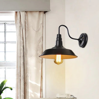 Industrial Gooseneck Black LED Metal Wall Sconce Zawala Image - 1