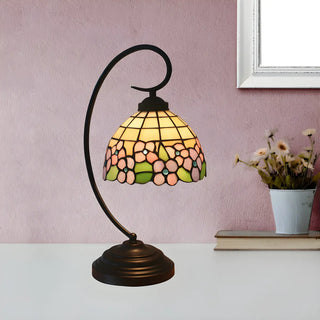 Vintage Floral Tiffany Cone Stained Glass Desk Lamp Zawala Image - 1