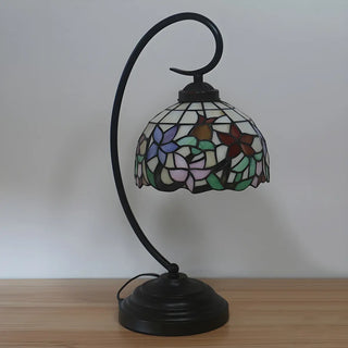 Vintage Floral Tiffany Cone Stained Glass Desk Lamp Zawala Image - 10